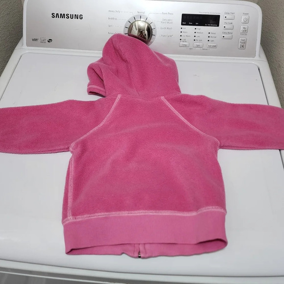 Baby GAP Jacket 2T Toddler 2 Years Pink Hooded Full Zip Fleece Pockets - Nice! - Picture 3 of 6